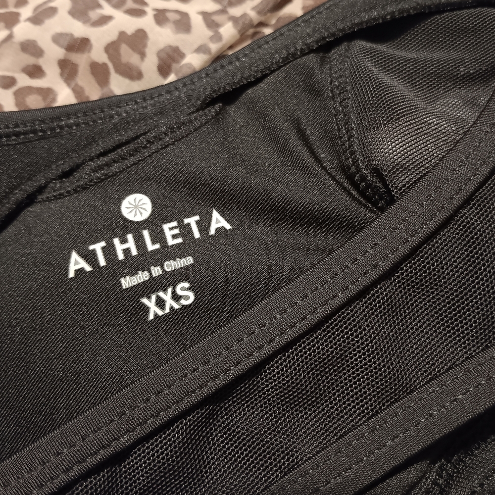 ATHLETA Tankini Top Swim Out Open Back SzXXS Rainbow Stripe Mesh Performance - Picture 6 of 13